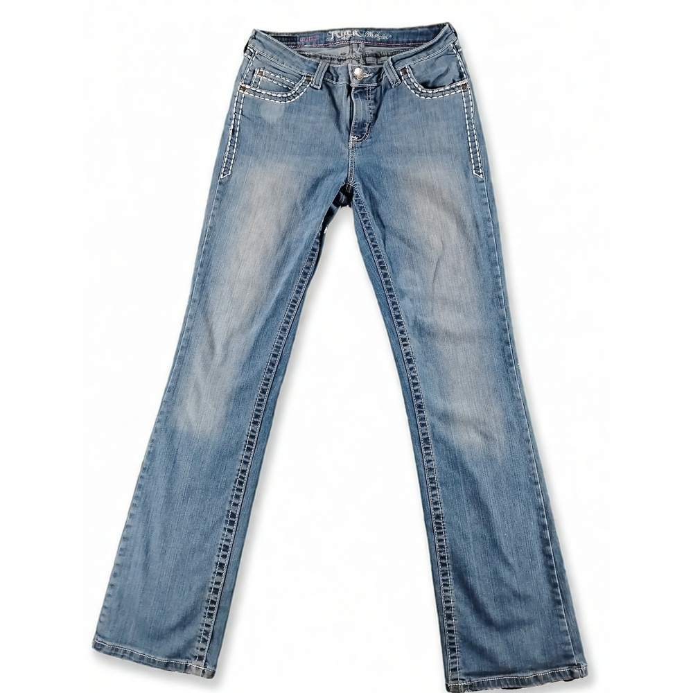 Rock 47 by Wrangler Low Rise Bootcut Jeans Womens 30x34 Distressed Western Denim